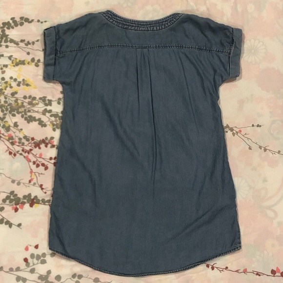 Chambray Zip Drop Shoulder Shirt Dress Pockets - Picture 9 of 13